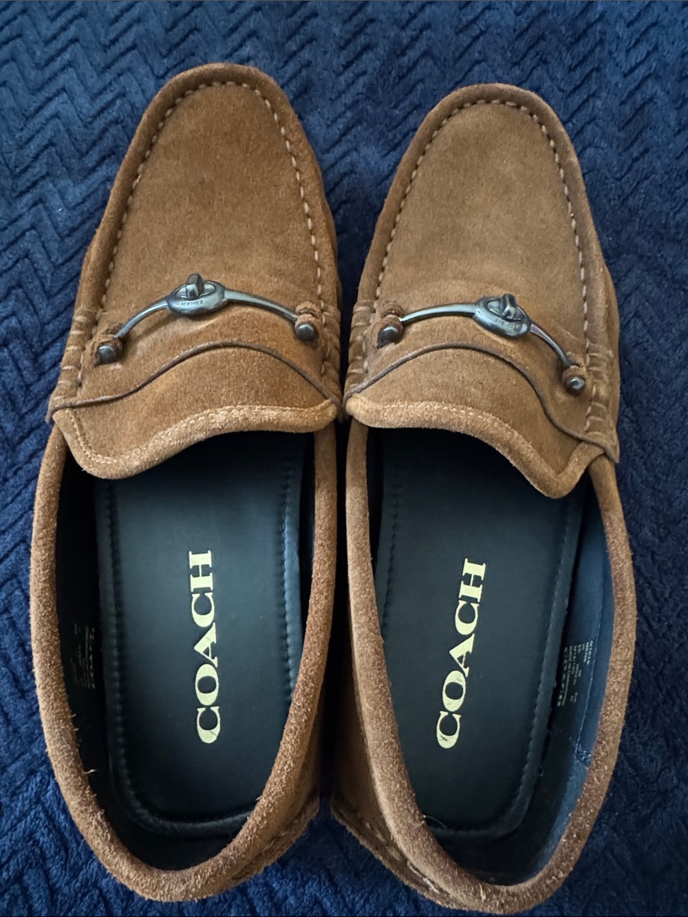 Brand new! Meen’s Coach Brown Suede Bit-Trim Loafers